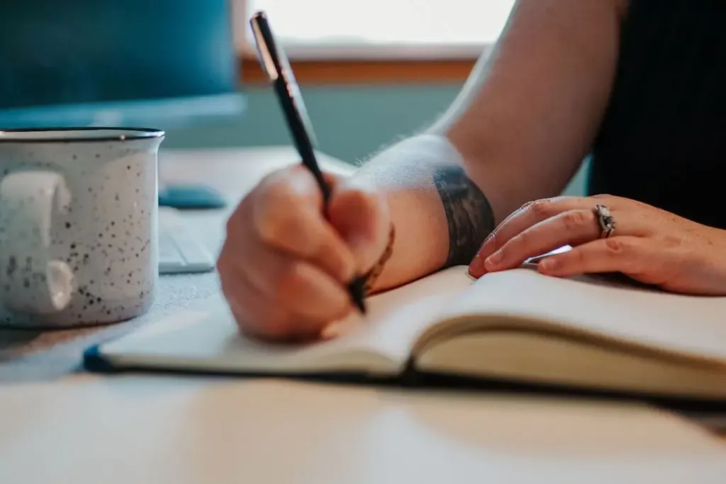 Taking notes with a coffee